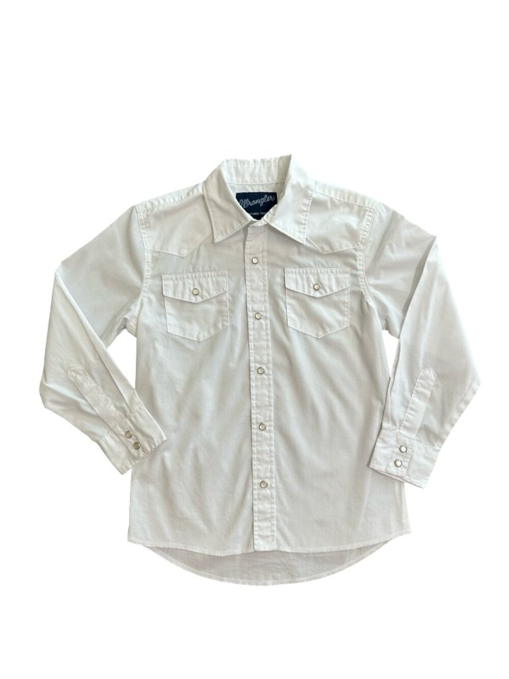 Wrangler Western Shirt Boys White Pearl Snap Short Size Medium 7-8 Cowboy NWOT